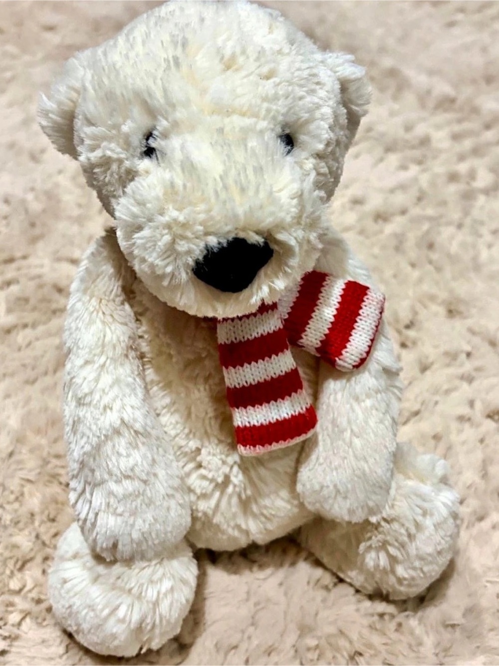 Jellycat Bashful Pax Polar Bear with Scarf White & Red Plush Toy
